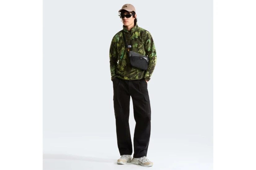 The North Face Glacier Novelty Logo Printed Ανδρική Μακρυμάνικη Μπλούζα Fleece με Φερμουάρ Πράσινη, Μαύρη