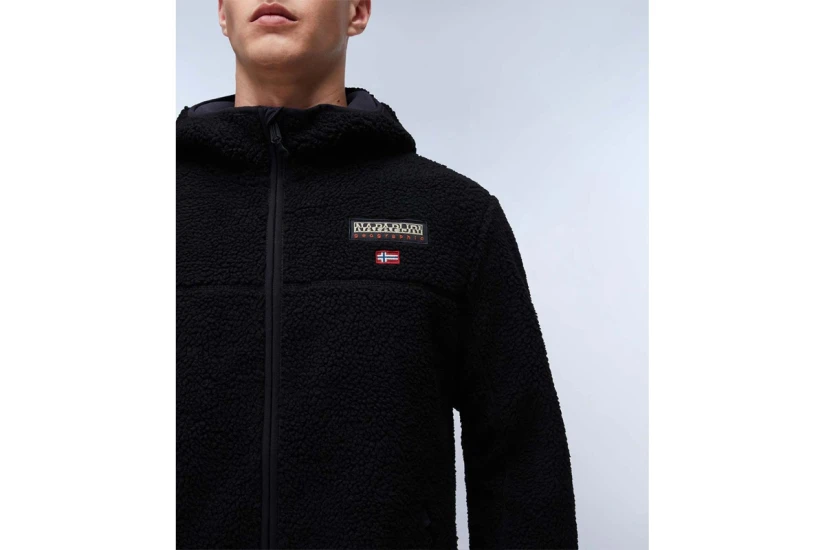 Napapijri T-Tynik Ανδρική Ζακέτα Fleece με Κουκούλα Μαύρη