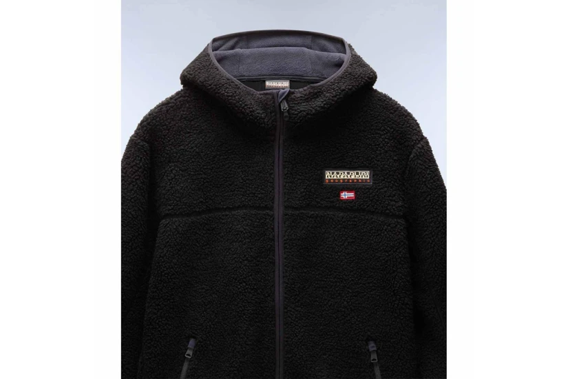 Napapijri T-Tynik Ανδρική Ζακέτα Fleece με Κουκούλα Μαύρη