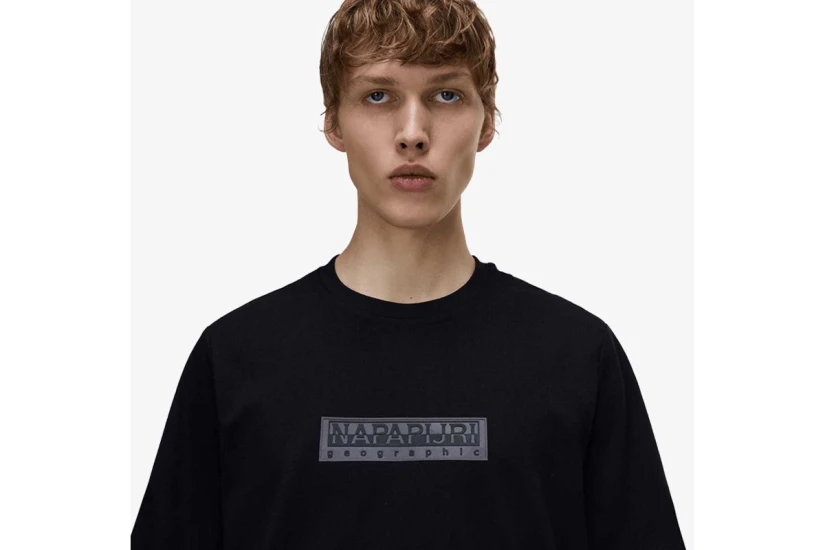 Napapijri Box Logo Ανδρικό Κοντομάνικο T-Shirt Μαύρο