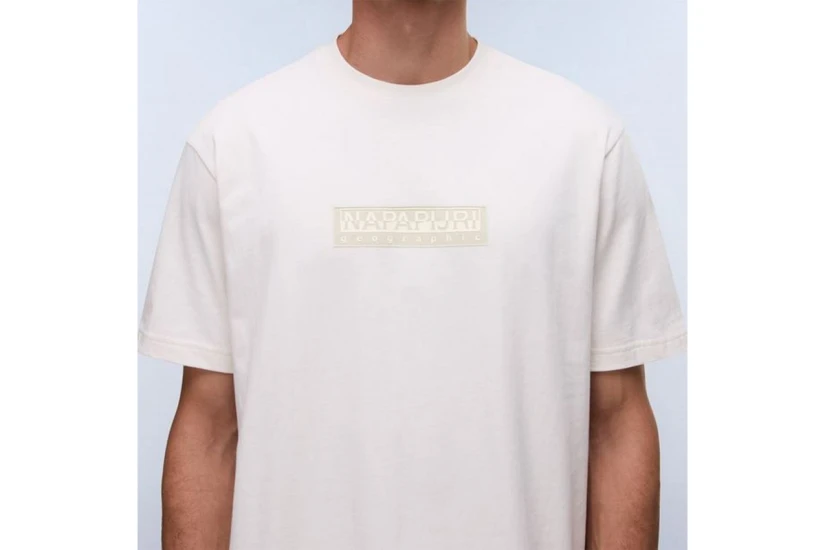 Napapijri S-Box Logo 1 Ανδρικό Κοντομάνικο T-Shirt Εκρού