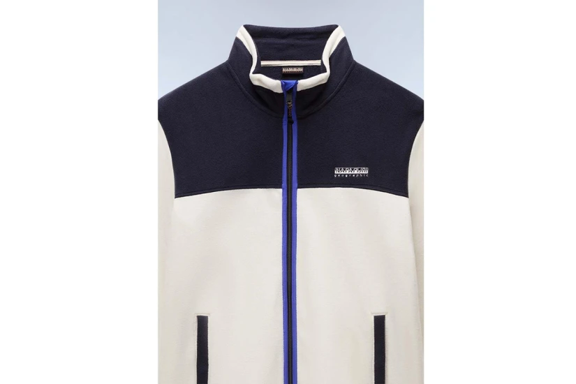 Napapijri T-Dergana Ανδρική Ζακέτα Fleece Εκρού, Μπλε Σκούρο, Μωβ