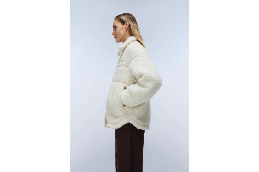 Napapijri T-Sama Fleece Γυναικείο Μπουφάν Εκρού