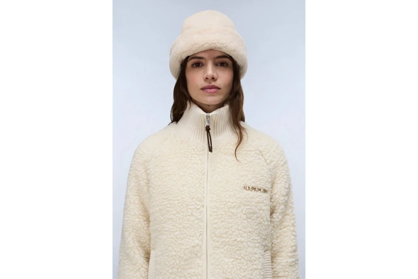 Napapijri T-Aleut Fleece Γυναικεία Ζακέτα Sherpa Εκρού