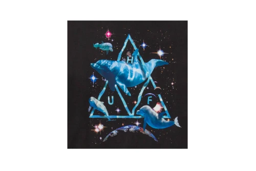 Huf Space Dolphins Wash Crew Hoodie Ανδρικό (PF00528 BLACK)