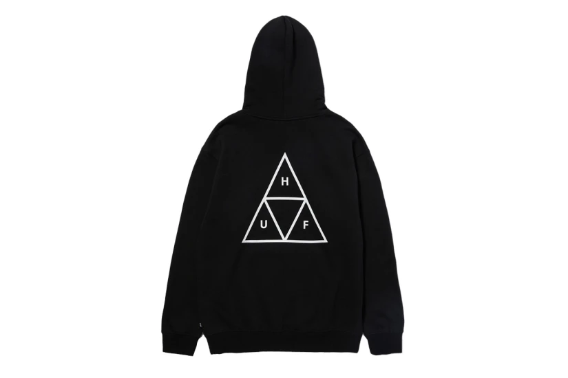 Huf Set Triple Triangle Ανδρικό Φούτερ Με Κουκούλα Μαύρο