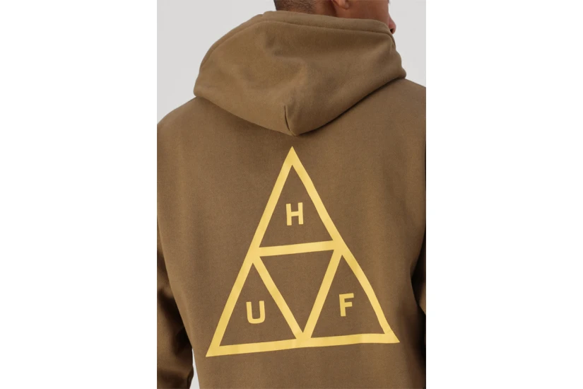Huf Set Triple Triangle Ανδρικό Φούτερ Με Κουκούλα Καφέ