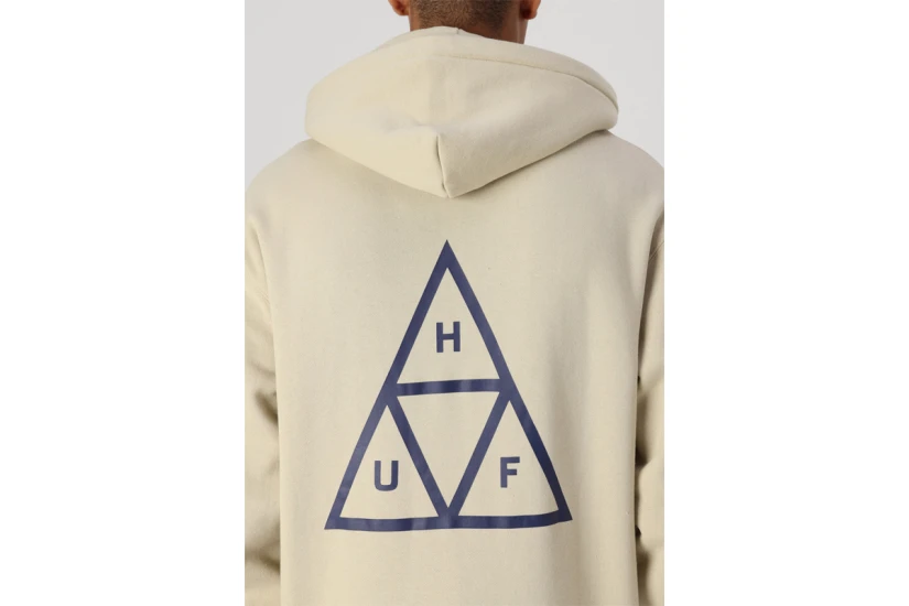 Huf Set Triple Triangle Ανδρικό Φούτερ Με Κουκούλα Εκρού