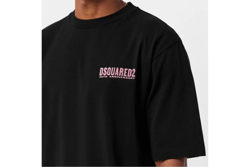 Dsquared2 Fashion Show Ανδρικό Κοντομάνικο T-Shirt Μαύρο, Ροζ, Φούξια