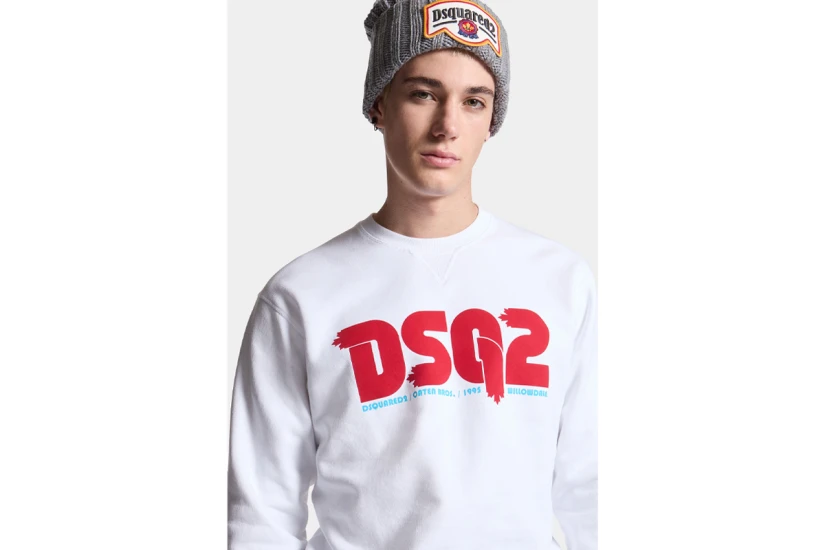 Dsquared2 Cool Fit Tee Ανδρική Μακρυμάνικη Μπλούζα Λευκή, Κόκκινη