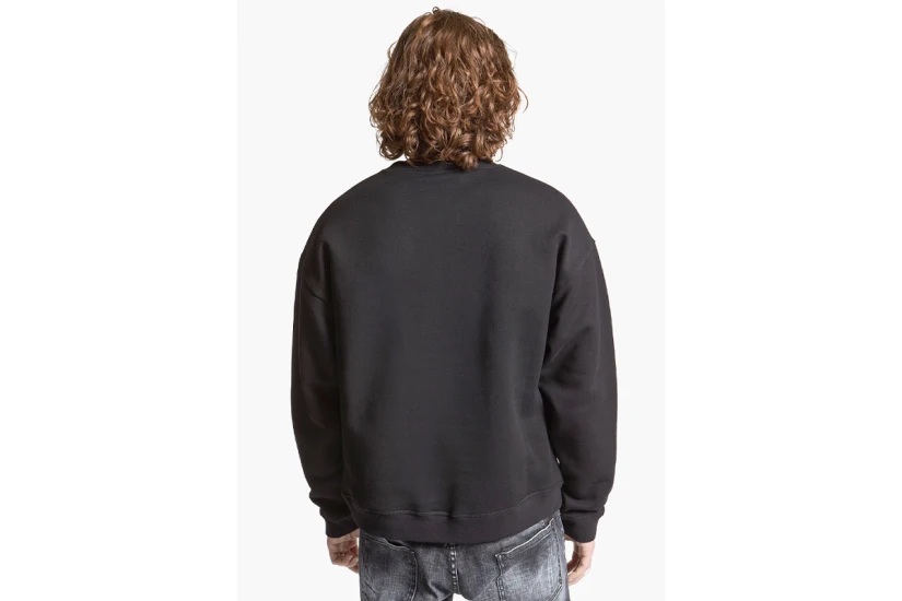 Dsquared2 Brushed Fleece Ανδρική Μακρυμάνικη Μπλούζα Μαύρη, Ασημί