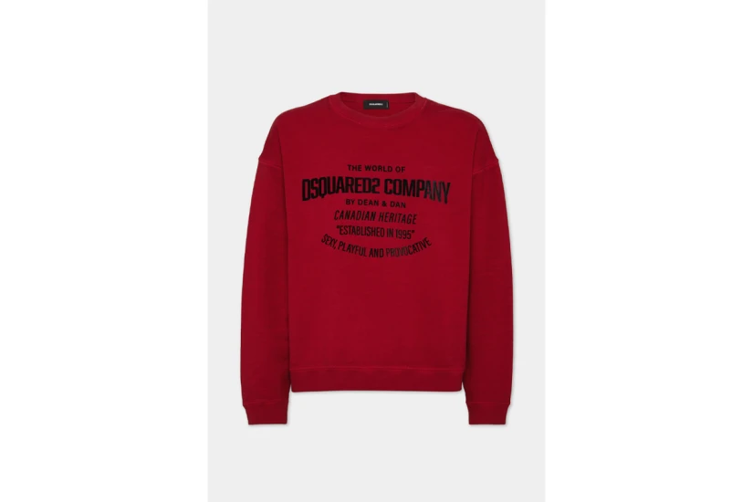 Dsquared2 Relax Fit Crewneck Ανδρική Μακρυμάνικη Μπλούζα Κόκκινη