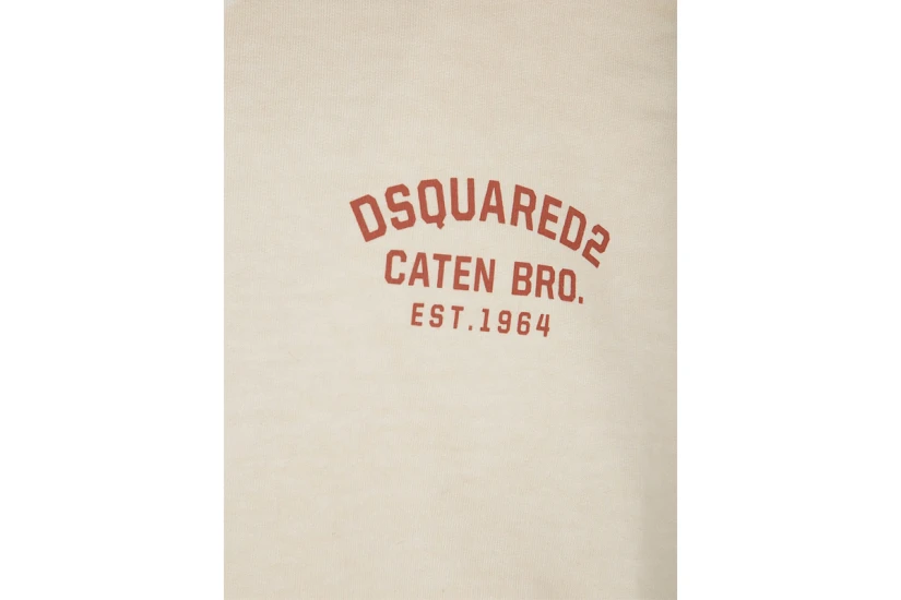 Dsquared2 Cipro Loose Fit Μακρυμάνικη Μπλούζα με Λαιμόκοψη Μπεζ