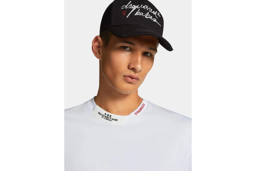 Dsquared2 Regular Fit Embroidered Neck Ανδρικό T-Shirt Λευκό