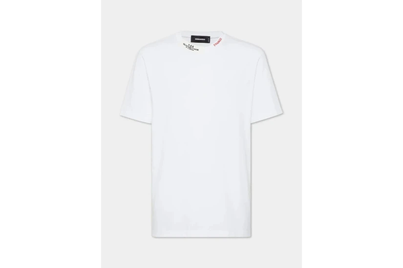 Dsquared2 Regular Fit Embroidered Neck Ανδρικό T-Shirt Λευκό