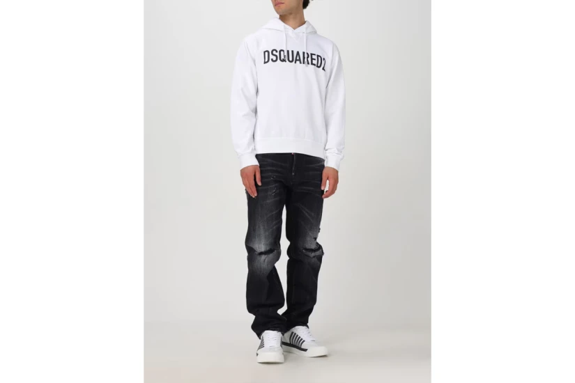 Dsquared2 Cool Fit Ανδρικό Φούτερ με Κουκούλα Λευκό