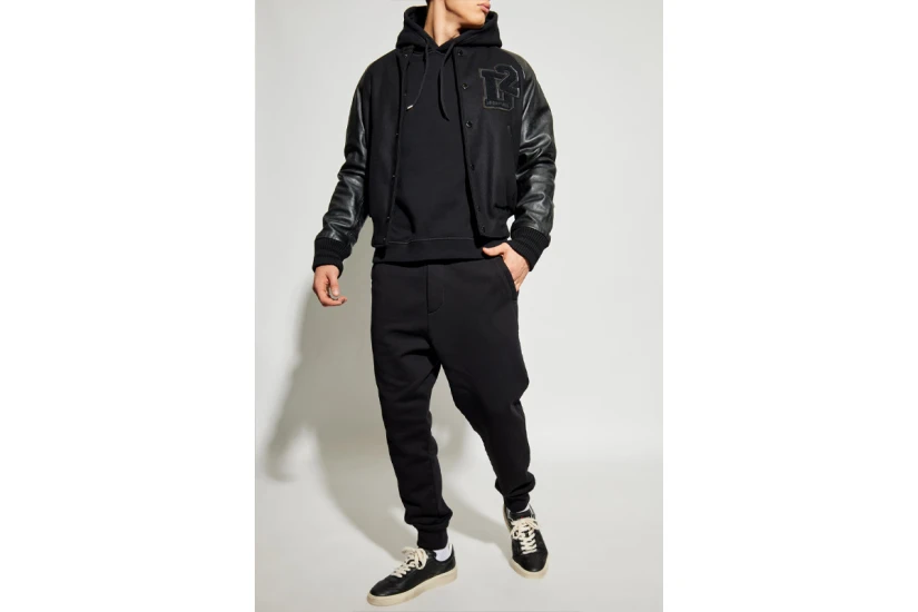 Dsquared2 Relax Fit Ανδρική Μακρυμάνικη Μπλούζα με Κουκούλα Μαύρη