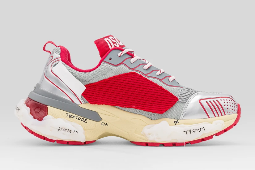 Dsquared2 Faster Ανδρικά Sneakers Γκρι, Κόκκινα, Εκρού