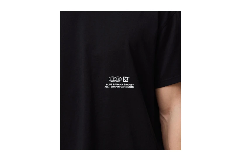 Blue Banana Black Universal Ανδρικό Κοντομάνικο T-Shirt Μαύρο, Λευκό