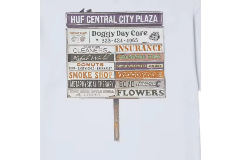 Huf Plaza Ανδρικό Κοντομάνικο T-Shirt Λευκό