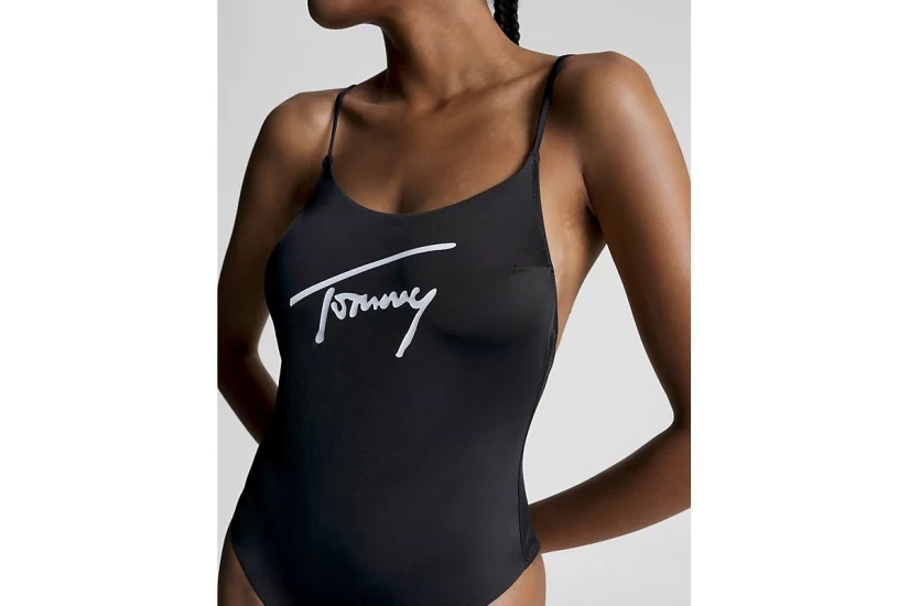 Tommy Jeans One Piece Γυναικείο Ολόσωμο Μαγιό Μαύρο
