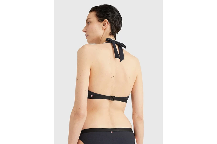 Tommy Jeans Halter Triangle Γυναικείο Μαγιό Bikini Top Μαύρο
