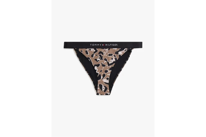 Tommy Jeans Original Print Cheeky Γυναικείο Μαγιό Bikini Bottom Καφέ, Μαύρο, Λευκό