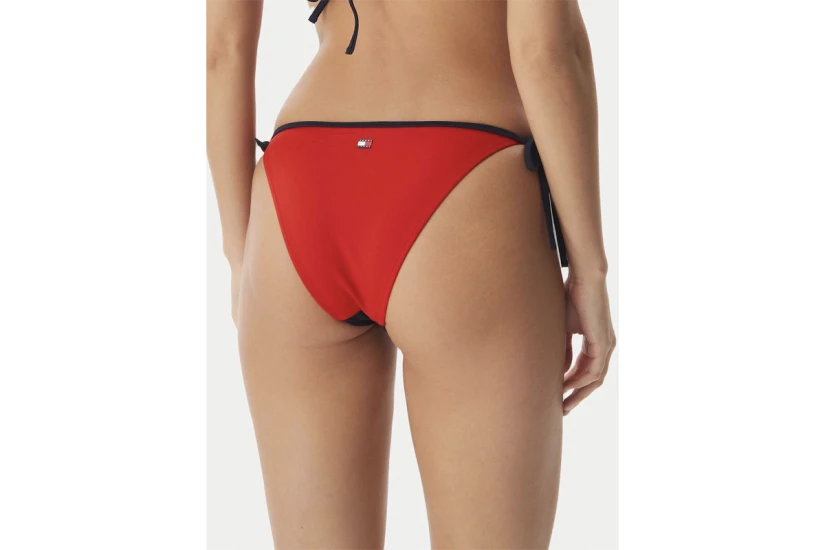 Tommy Jeans V String Side Tie Γυναικείο Μαγιό Bikini Bottom Μπλε Σκούρο, Κόκκινο