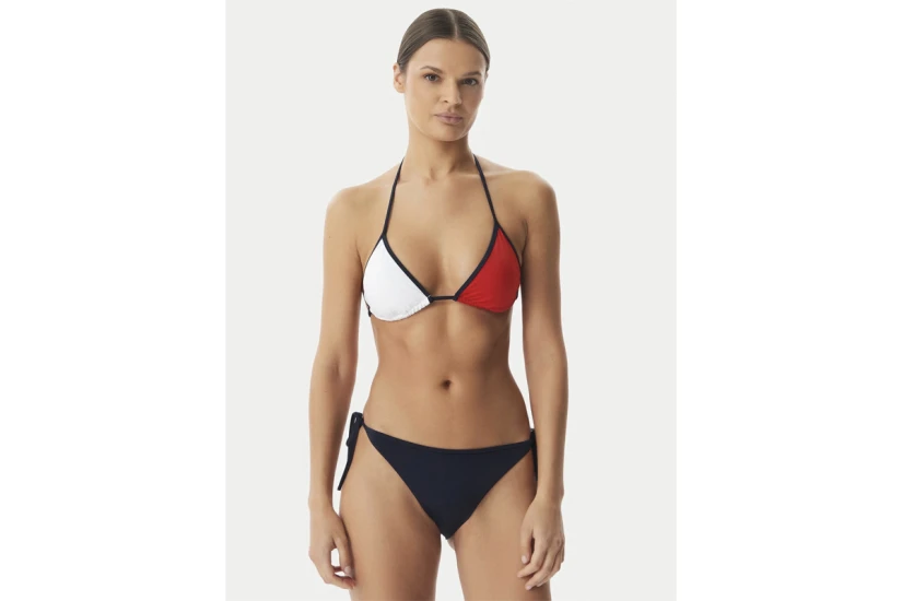 Tommy Jeans V String Side Tie Γυναικείο Μαγιό Bikini Bottom Μπλε Σκούρο, Κόκκινο