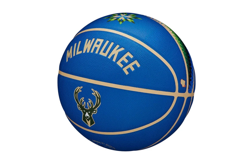 Wilson NBA Team City Collector Milwaukee Bucks Μπάλα Μπάσκετ Μπλε, Πράσινη, Μαύρη, Μπεζ