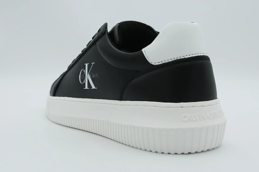 Calvin Klein Leather Ανδρικά Sneakers Μαύρα, Λευκά