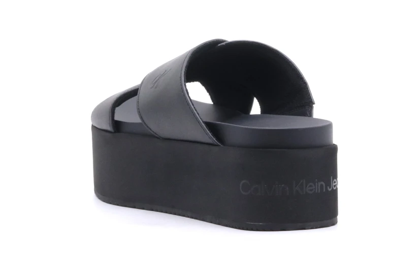 Calvin Klein Flatform Cross Ανοιχτά Γυναικεία Παπούτσια Μαύρα