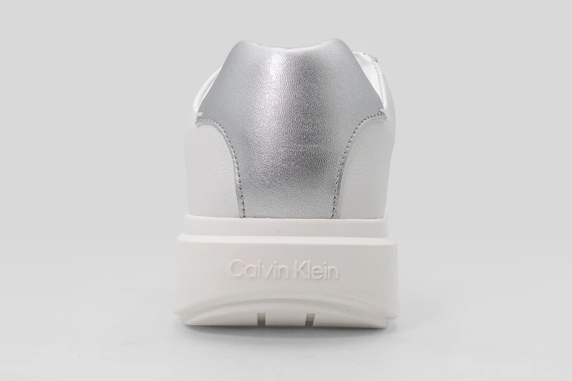 Calvin Klein Avenue Leather Silver Tab Γυναικεία Sneakers Λευκά, Ασημί