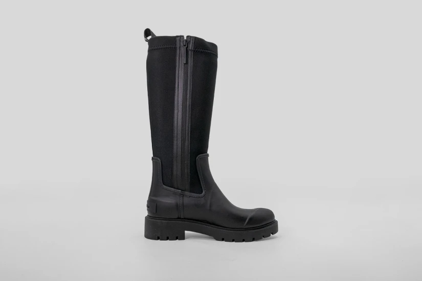 Calvin Klein Tall Heeled Flexible Lug Sole Γυναικείες Γαλότσες Μαύρες